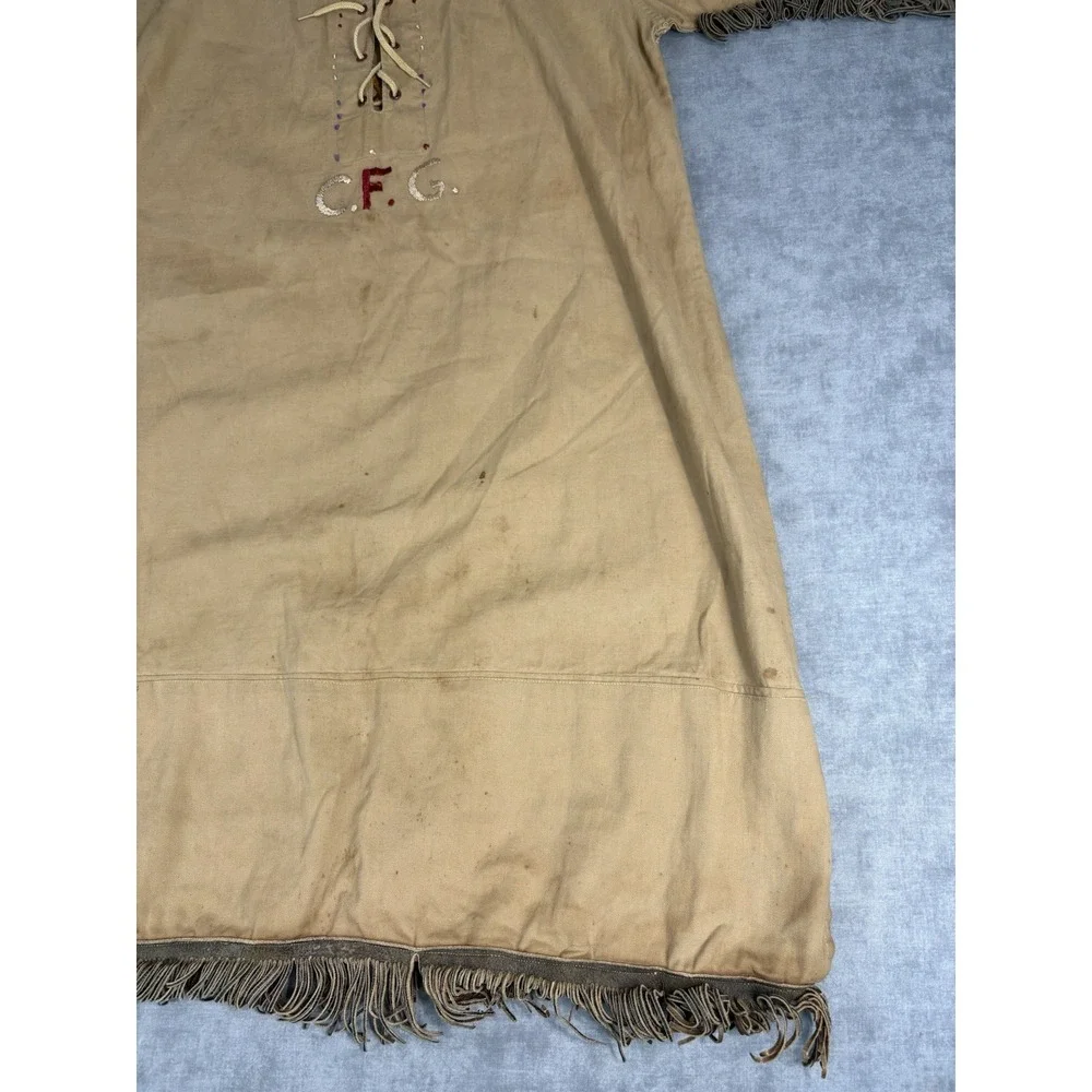 Vintage Handmade Camp Ceremonial Dress Fringe Embroidered CFG Folk Costume